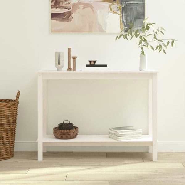 Berkfield Console Table White 110x40x80 cm Solid Wood Pine
