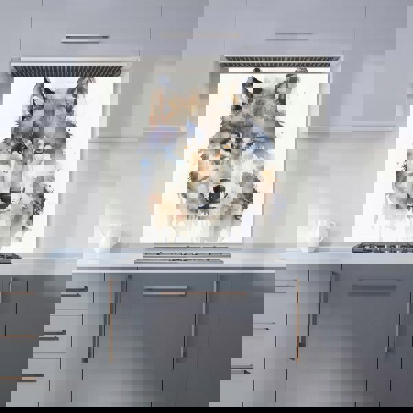 Warren Reed - Designer Wolf Watercolour Kitchen Splashback