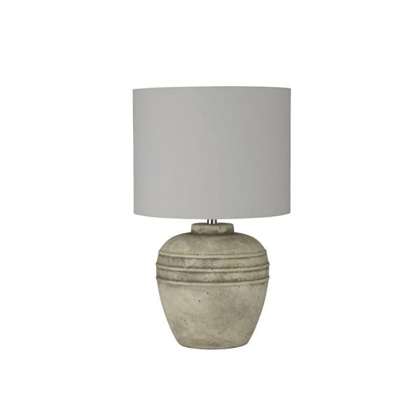Lighting Collection STONE EFFECT CERAMIC TABLE LAMP WITH GREY SHADE