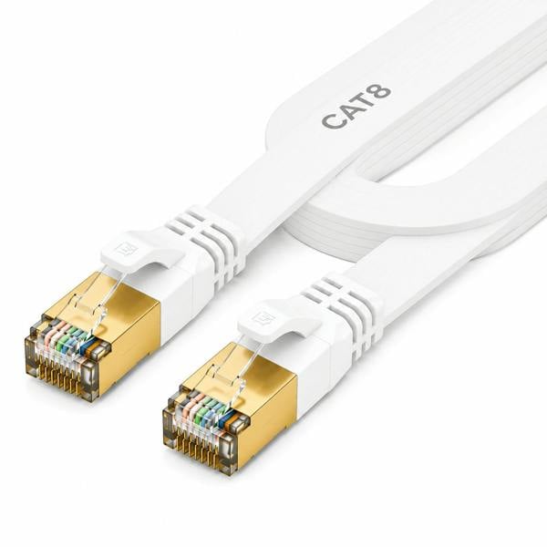 ATEK 5m Flat CAT8 RJ45 Network Ethernet Cable 40Gbps White