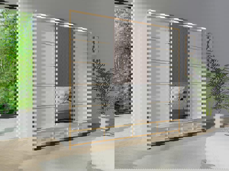 RAC3 Race to Road Stylish Bedroom Sliding Wardrobe with LED Light - Ample Storage Space and Sleek Design comes in White & Black and Width 205cm/256cm.