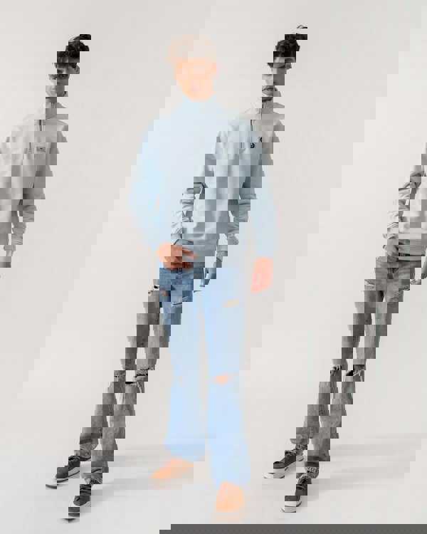 Belstaff Quarter Zip Sweatshirt - Sky Blue - CHO - Designer Mens Sweatshirts