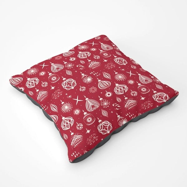 Warren Reed Red Christmas Decorations Pattern Floor Cushion