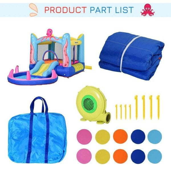 Bounce Castle Inflatable Trampoline Slide Pool Octopus Design 3.8 x 2 x 1.8m