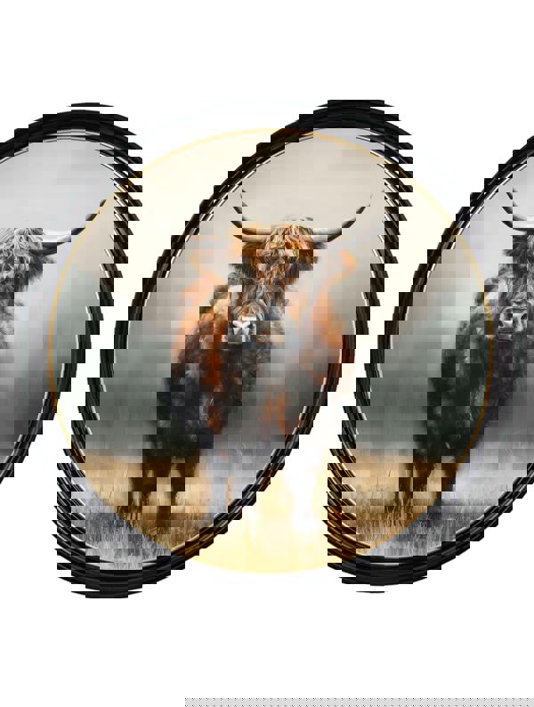 Exceptional Art Highland Cow - Oxford round frame