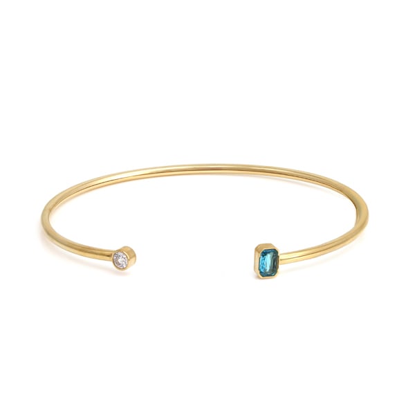 Say It With February Amethyst Birthstone Bangle - Yellow Gold Plated