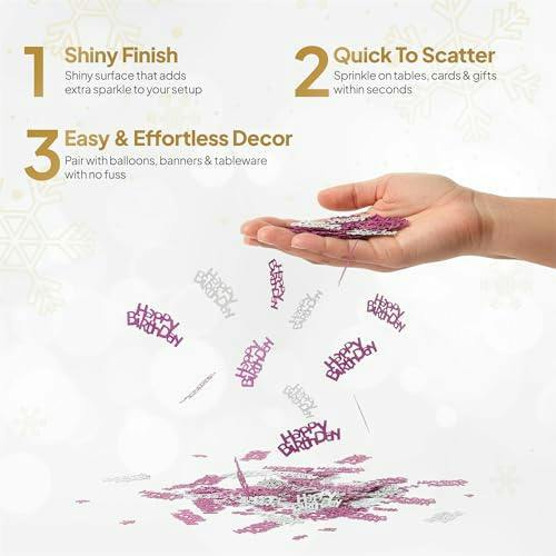 14g Pink and Silver Happy Birthday Confetti Table Scatter for Birthday Party Decorations image 6
