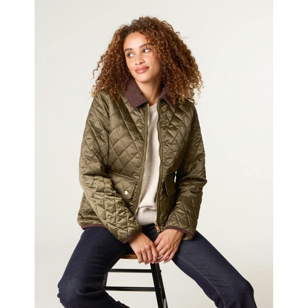 Blue Vanilla Diamond Quilted Cord Collar Coat