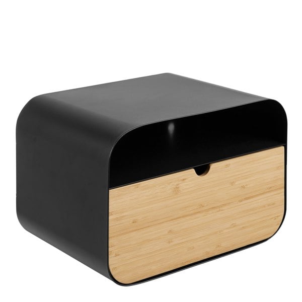 Furniture To Go Joliet Wallmounted Bedside Table in Black and Bamboo