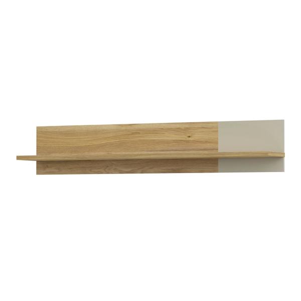Furniture To Go Bixbite Wall Shelf with Sliding Panel in Mauvella Oak and Sand