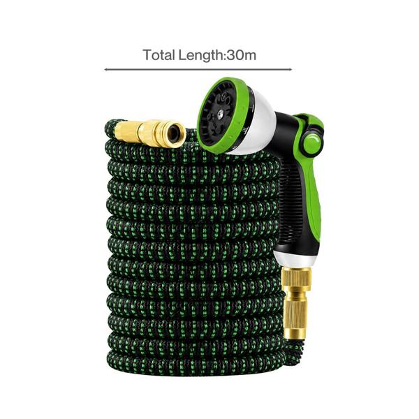 Traderight Expandable Garden Hose 10m to 30m 10-Pattern Nozzle Kink-Free Green