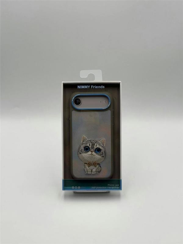 Nimmy Friends Nimmy Big Eye Cute Pet Silver Shaded Cat Case with MagSafe for iPhone 17 Air 6.5" Grey Blue -N-XDY-IP17-AIR-023