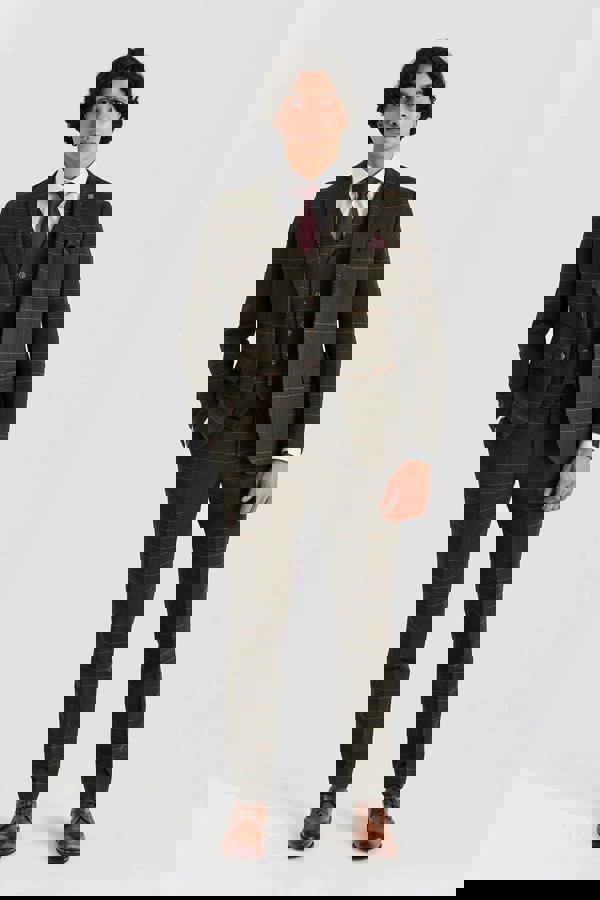 Paul Andrew Harris - Men's Green 3 Piece Wool Blend Tweed Suit