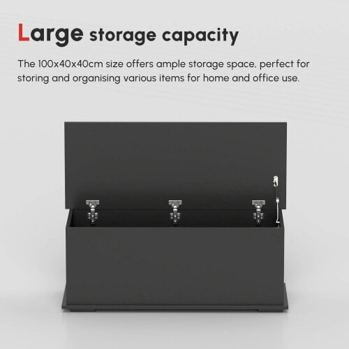 Wyld Haus Leretteo Black Large Storage Chest With Flip Top Lid And Safety Hinges 113 Litre
