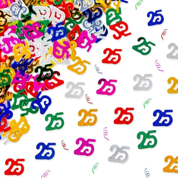 25th Birthday Multicolour Foil Metallic Confetti Party Decoration Packs, 1, 2 or 4 Pack image 8