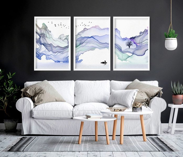 Living room framed prints | set of 3 Japandi wall art