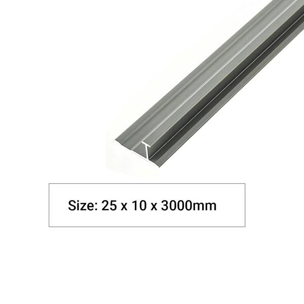 ENER-J I-Bar Aluminium Trims for 8mm Charcoal boards, Silver Size: 3000 mm (Pack of 2)