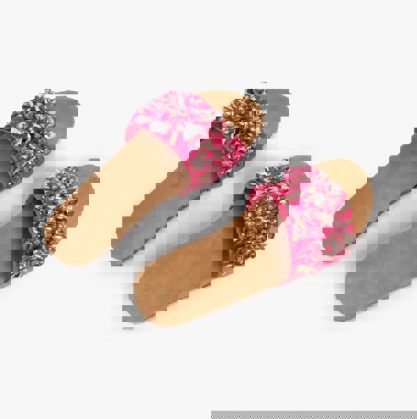 Dr Keller GLITZY Womens Slides Fushia Pink