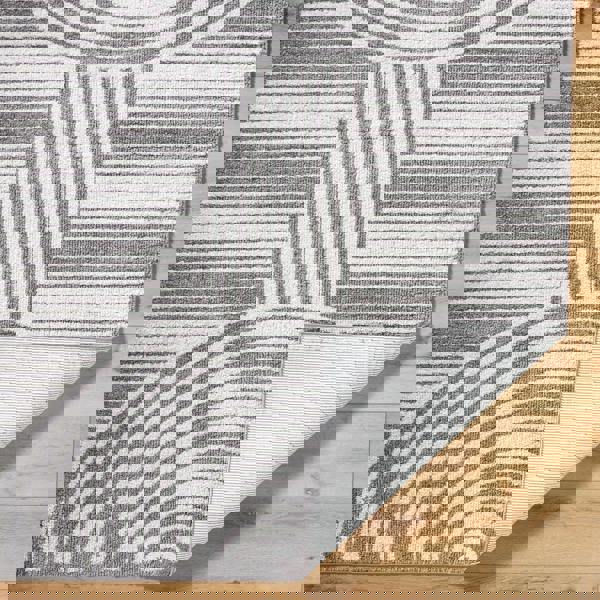 Livabliss Fossay Shag-Washable Beige Charcoal Modern High Pile Rug