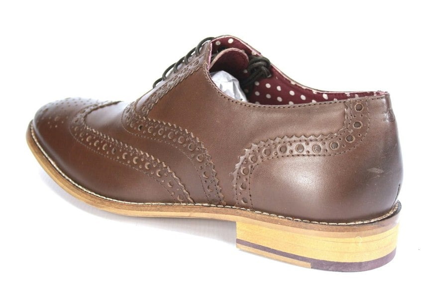London Brogues Mens Leather Lace Up Wingtip Formal Gatsby Evening Brogue Shoes