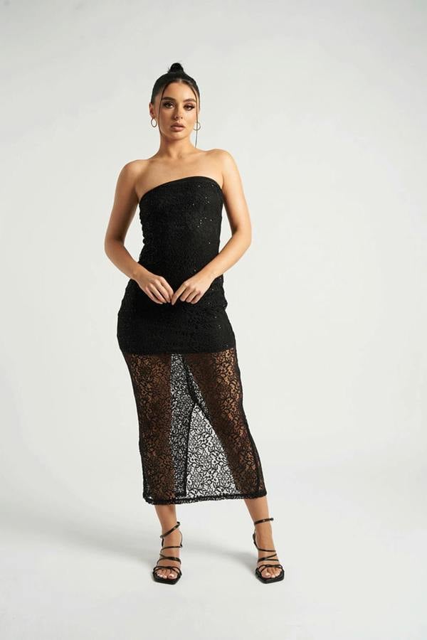 Urban Bliss Black Sequin Bandeau Dress