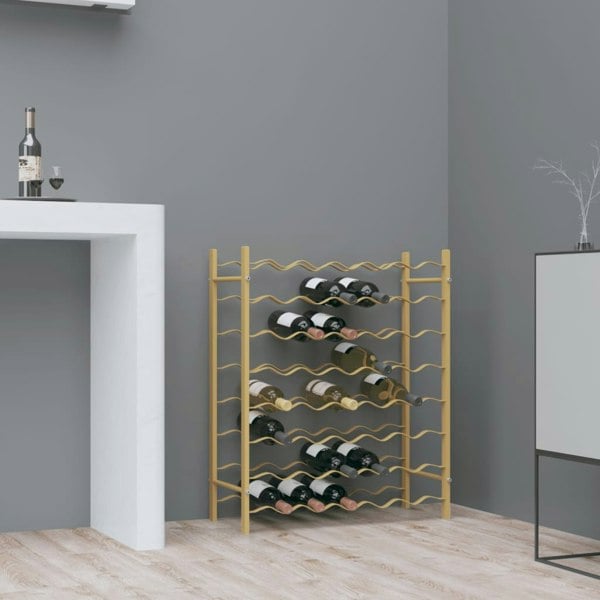 Berkfield Wine Rack for 48 Bottles Gold Metal