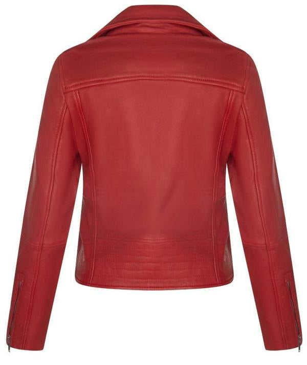 Womens Leather Retro Biker Jacket-Madeley - Upperclass Fashions 