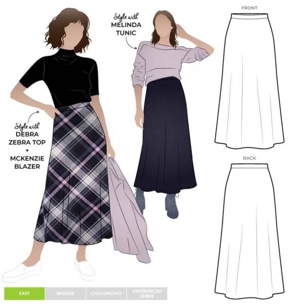 Style Arc Sewing Pattern Northcote Skirt - Skirts for Women - Easy