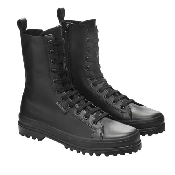 Superga Womens/Ladies 2641 Alpina Leather Combat Boots - Total Black - 
