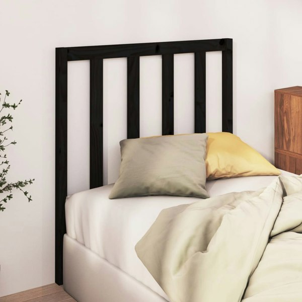 Berkfield Bed Headboard Black 95x4x100 cm Solid Wood Pine
