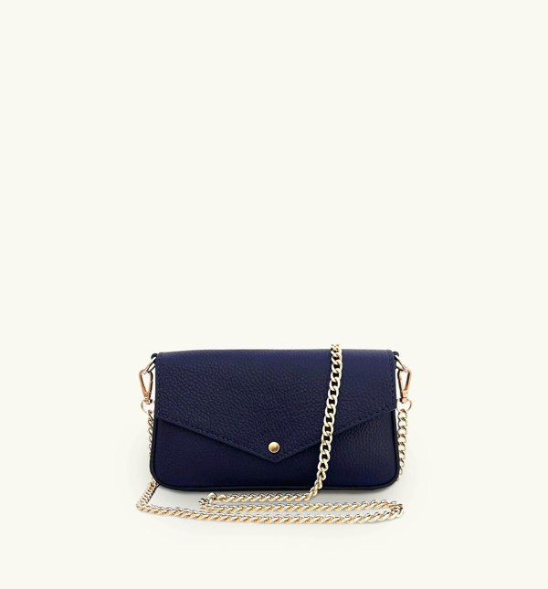 Apatchy London The Munro Leather Shoulder Bag - Navy