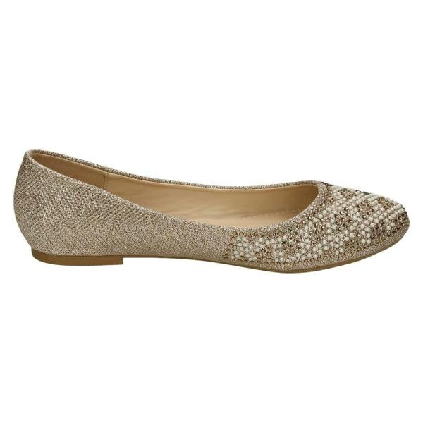 Spot On Ladies Spot On Diamante Bead Ballerinas F80385
