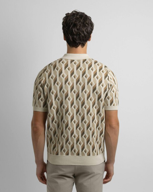 Steel & Jelly Rickman - Oval Chain Geometric Jacquard Knitted Polo Shirt