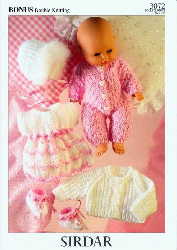 Hayfield Bonus DK Knitting Pattern 3072, Doll Clothes 14 Inches - Advanced