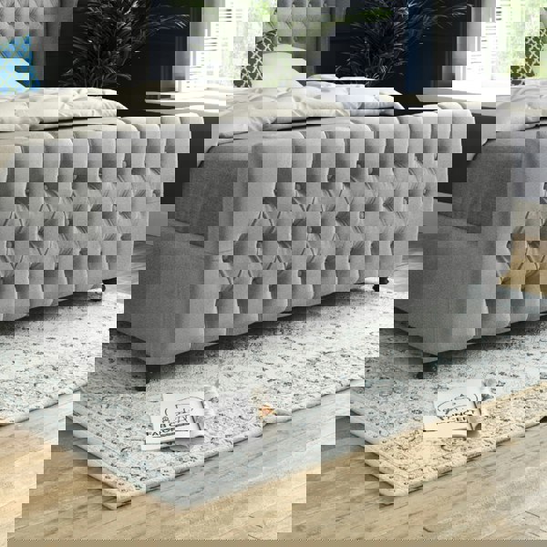 Casa Magna Donati Straight Curved Top Upholstered Soft Velvet Bed Frame - Grey