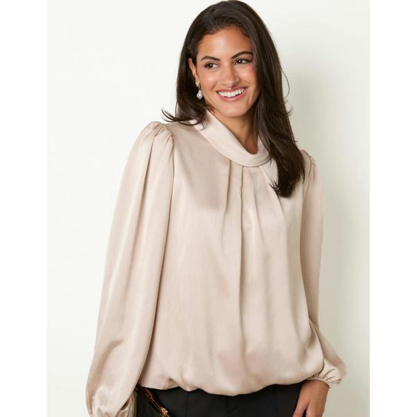 Blue Vanilla Satin Cowlneck Pullover