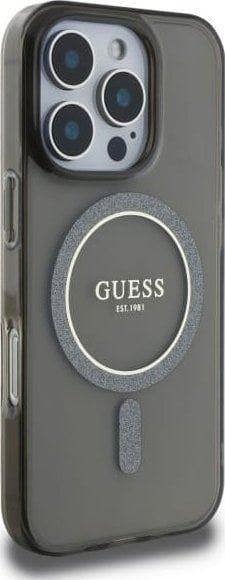 Guess IML Glitter Circle Case with MagSafe for iPhone 16 Pro 6.3" Black - GUHMP16LHFGEREK