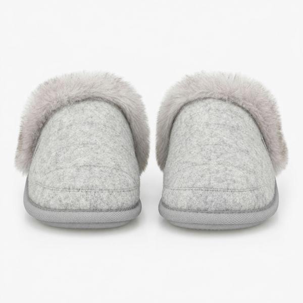 Totes BRUSHED MARL WITH FUR CUFF Mules   in  Grey