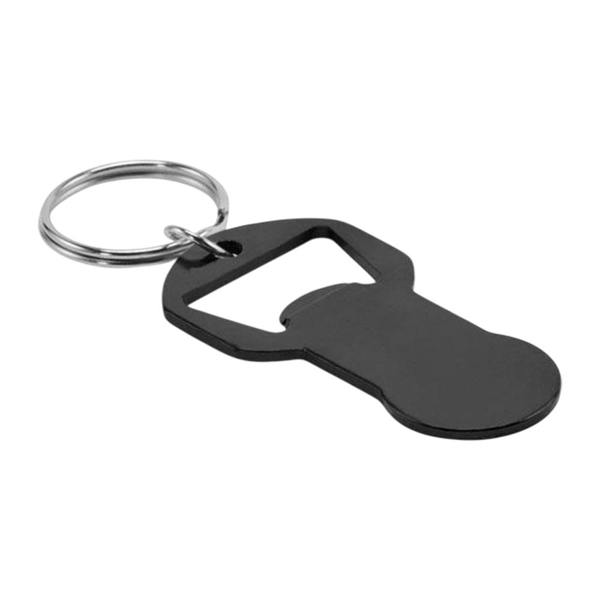 MidOcean Clave Recycled Aluminium Bottle Opener Keyring - Black - 