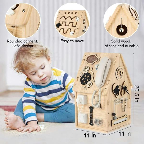 Dyzi Multifunctional Montessori Board House Educational Board Sensory Life Motor Skill Toy