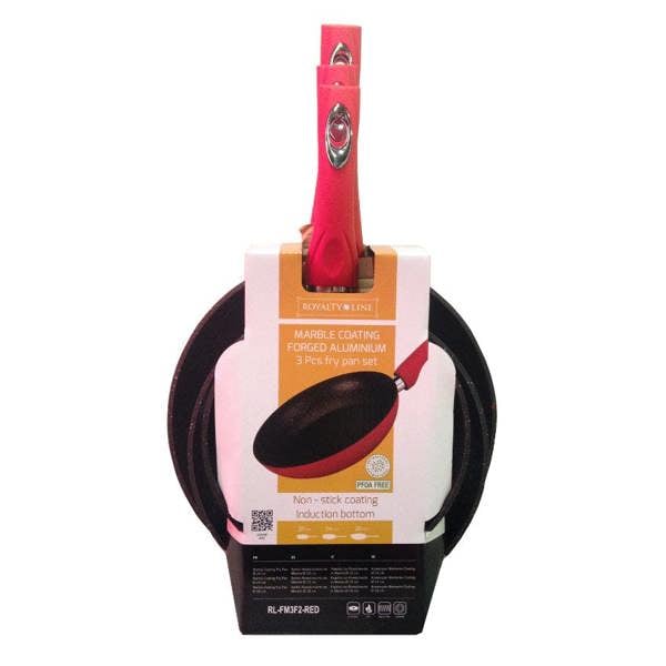 Royalty Line 3 Piece Forged Aluminium Non-Stick Marble Coat Frying Pan Set