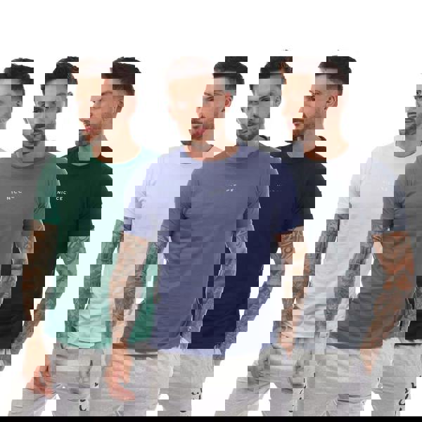 Nicce Mens Tordh T-Shirt (Pack of 3) - Blue/Navy/Mint Green