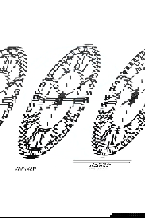 Living and Home 40cm Dia Black Round Roman Numeral Skeleton Wall Clock with Scale