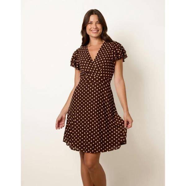 Blue Vanilla Spot Mesh Frill Sleeve Dress