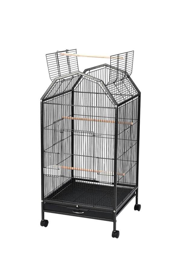Living and Home Open Play Top Metal Pet Bird Cage with Casters