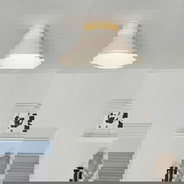 EGLO Moharras Sandy Funnel Steel/Wood Ceiling Light