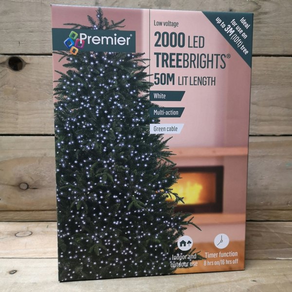 Samuel Alexander 2000 LED 50m Indoor Outdoor Christmas Multi Function Mains Operated String Lights with Timer in Cool White