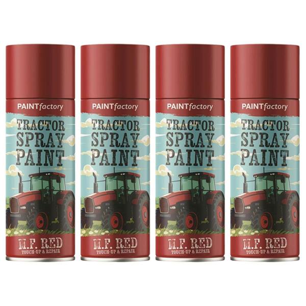 Paint Factory 4X - Tractor Spray Paint Massey Ferguson Red 400ml