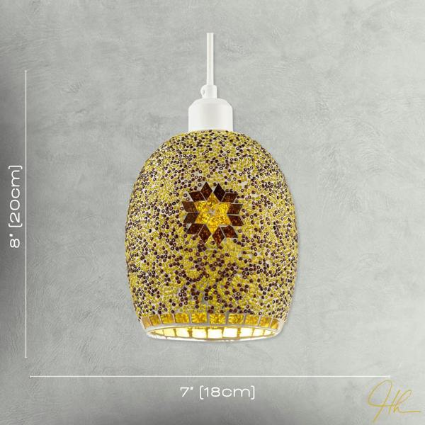 Dome Shaped Pendant Light Shade with Glass Mosaic Beaded Construction Image 7