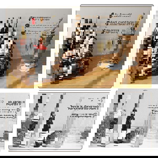 Toque Counter Top Wine Rack Storage Liquor Bottle Display Shelf Wooden Holders